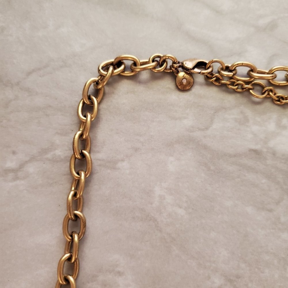 ✨ J.Crew Rhinestones Crystals Shield Cluster Antiqued Statement Necklace ✨ - Picture 2 of 16